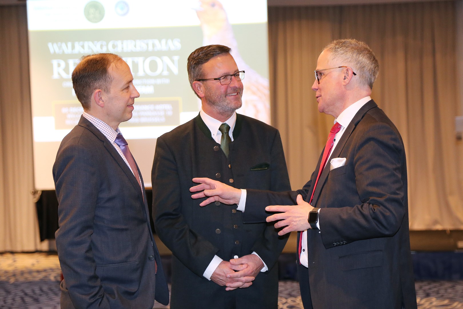 Peter Brass and Peter Husen in conversation with the President of the European Hunting Association (FACE) Torbjörn Larsson